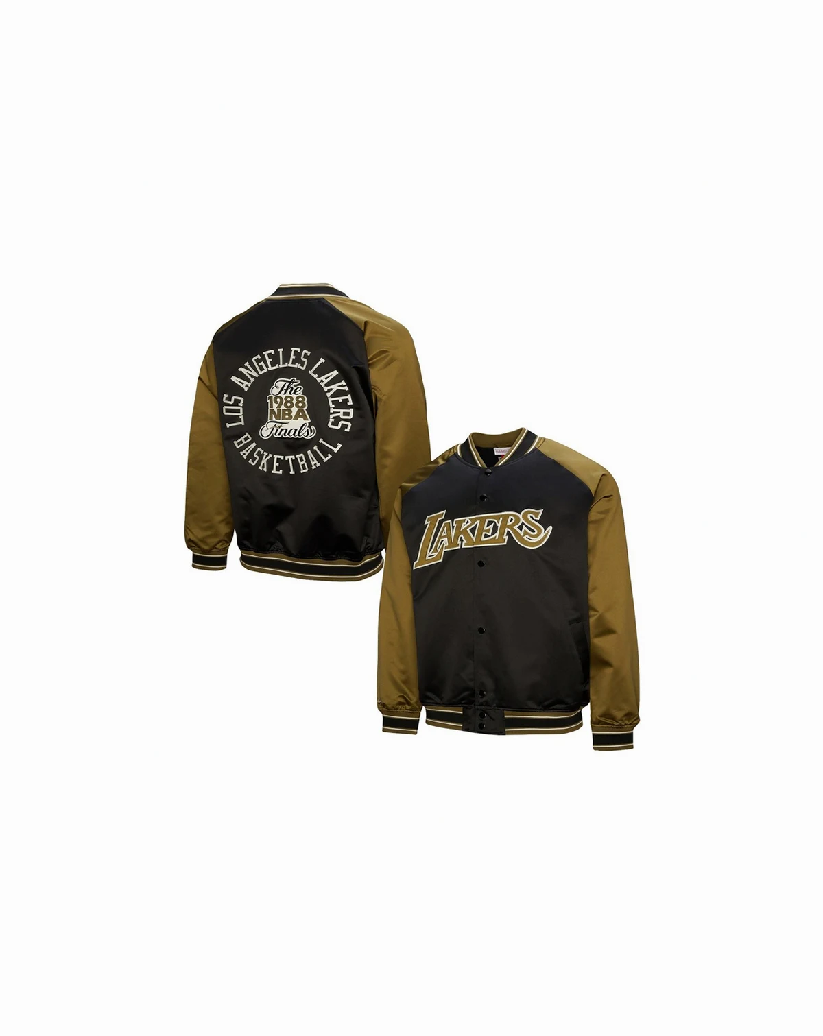 Men's Olive/Black Los Angeles Lakers Clutch Satin Raglan Full-Snap Jacket