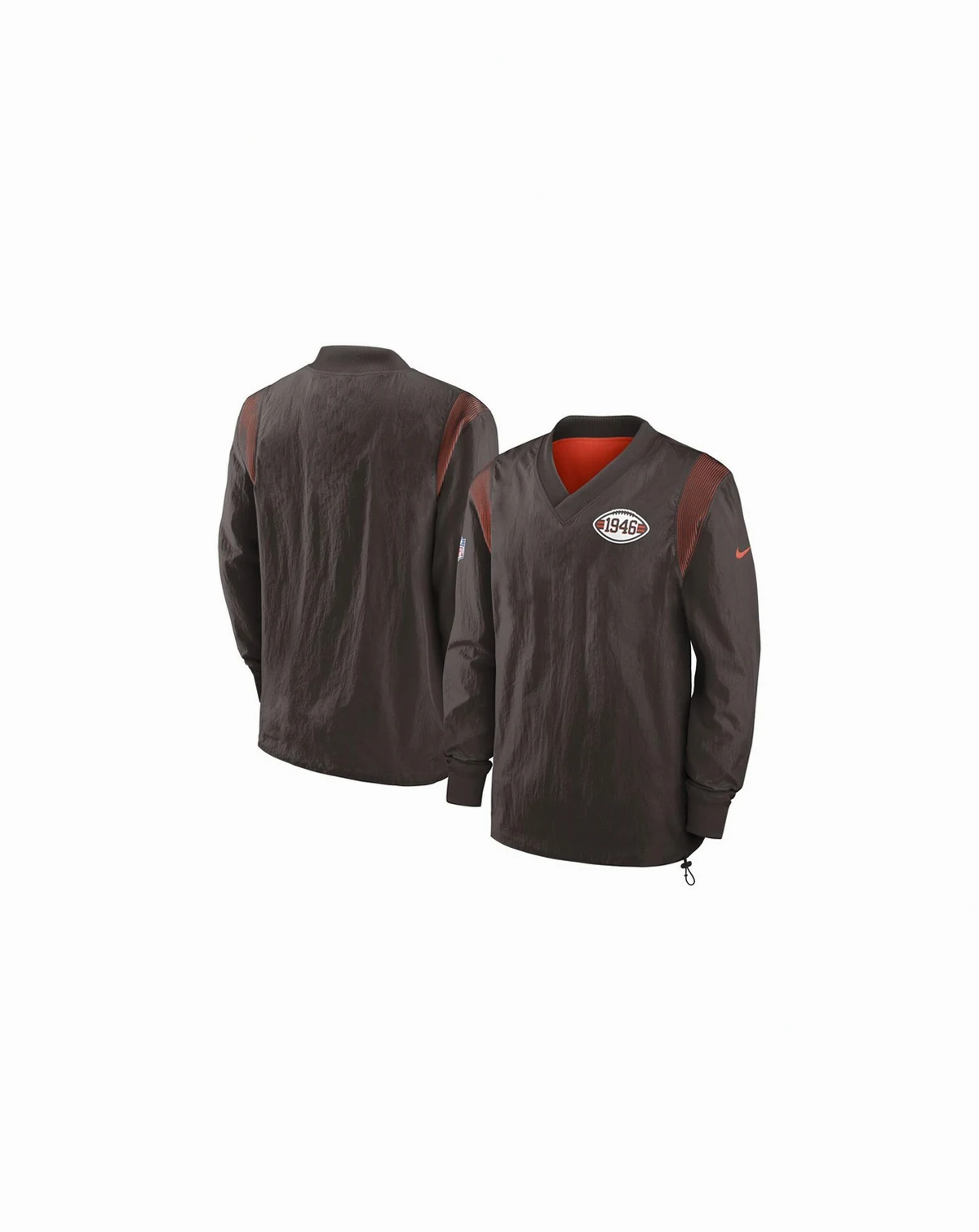 Men's Brown Cleveland Browns Sideline Team ID Reversible Pullover Windshirt