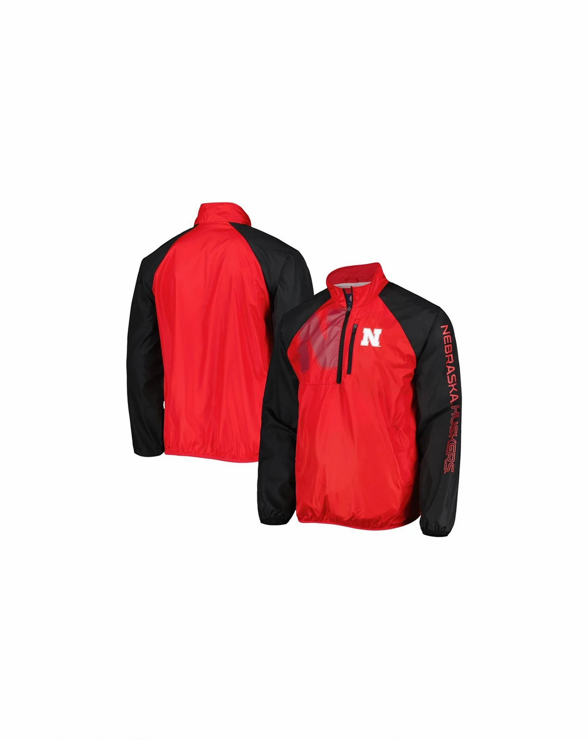 Men's Scarlet/Black Nebraska Huskers Point Guard Raglan Half-Zip Jacket