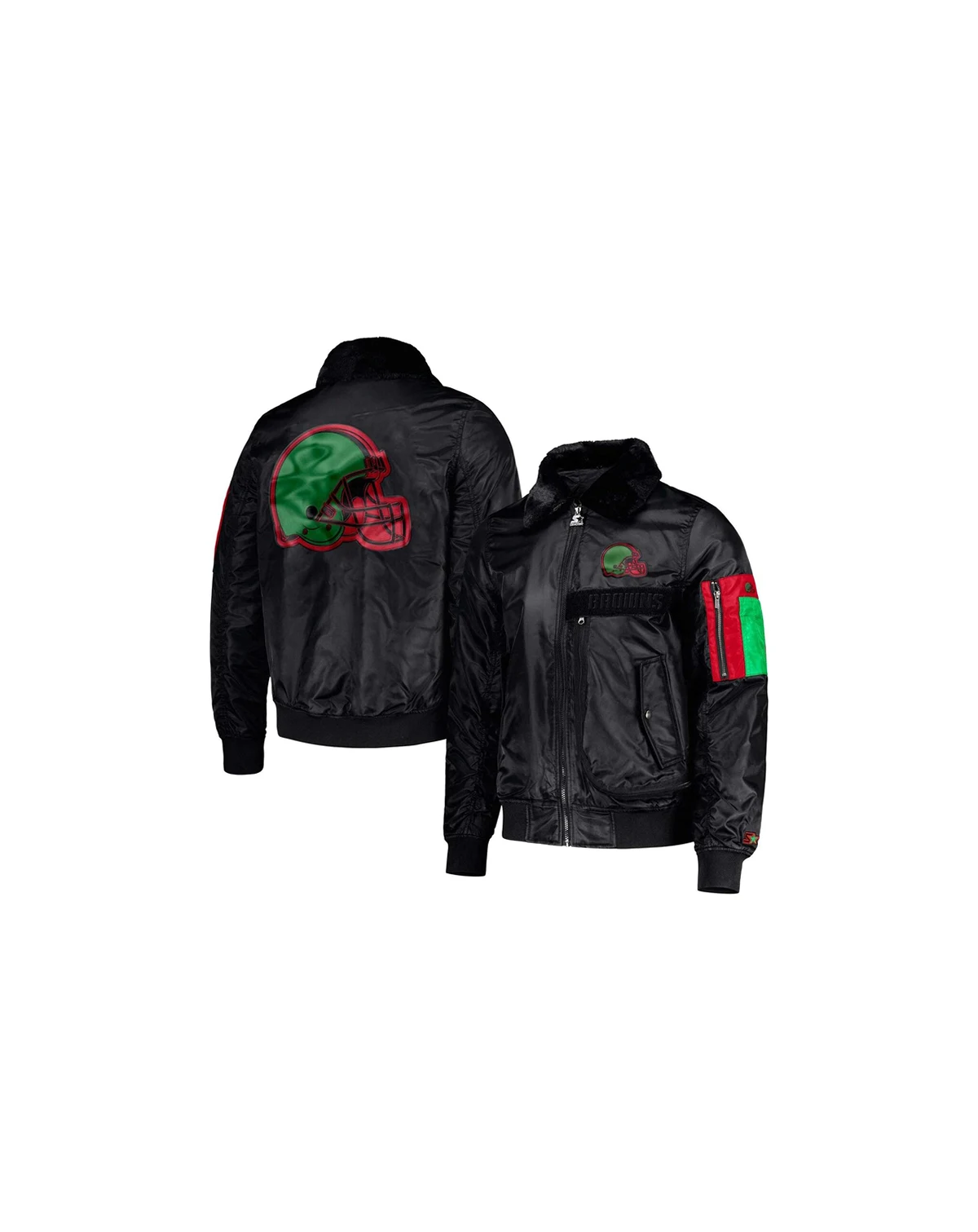 Men's x Ty Mopkins Black Cleveland Browns Black History Month Satin Full-Zip Jacket
