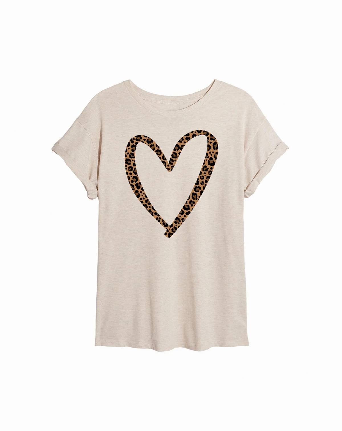Trendy Juniors Leopard Heart Graphic Oversized Tee