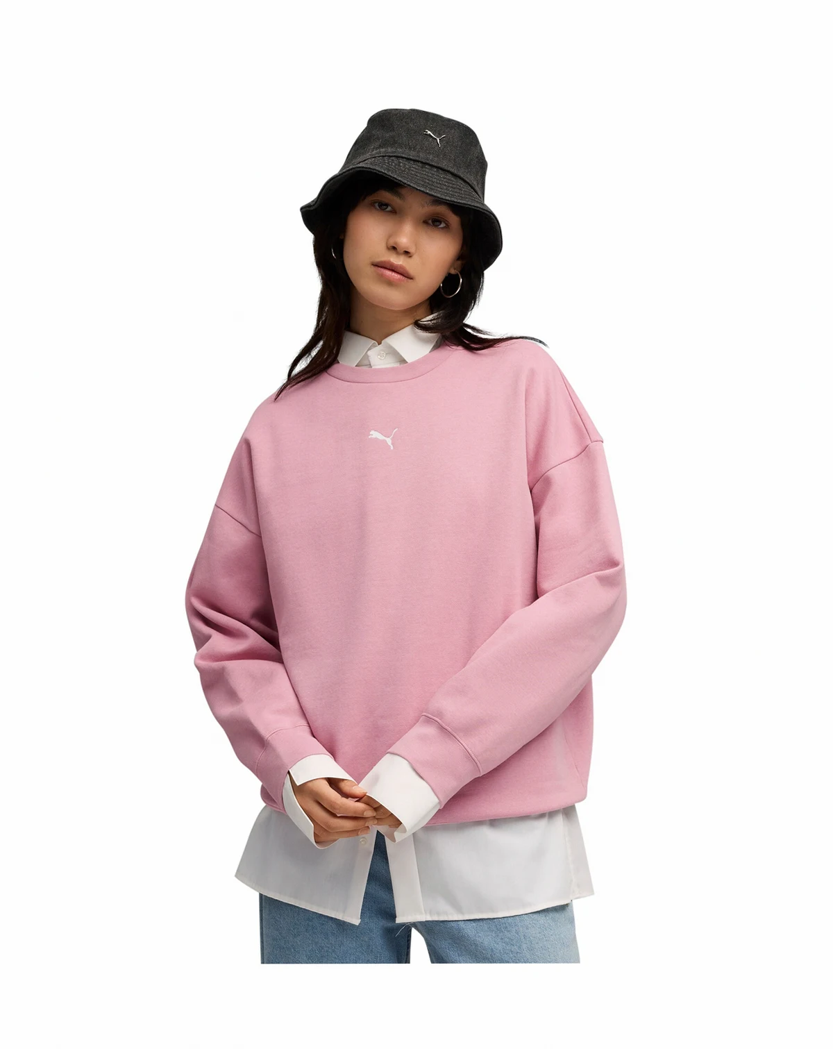 Women's Essential Oversized Crew Fleece Sweatshirt