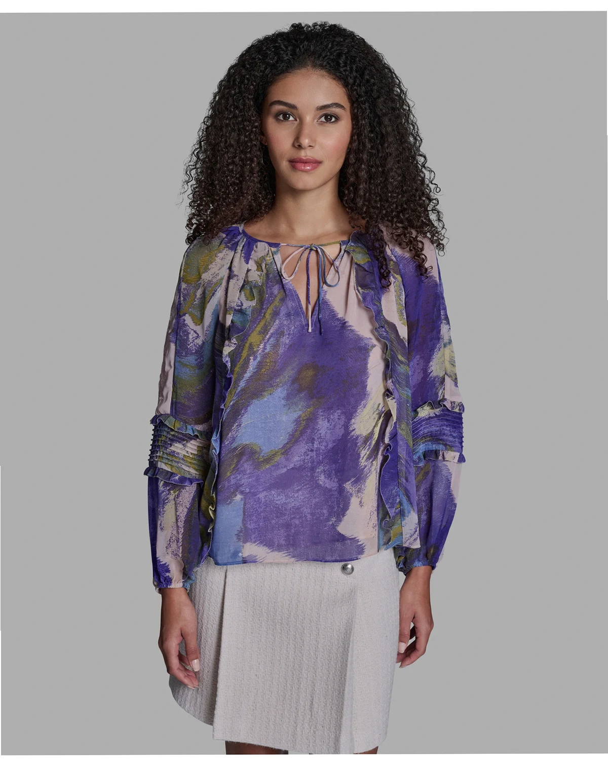 Women's Long-Sleeve Tie Detail Pull-On Top