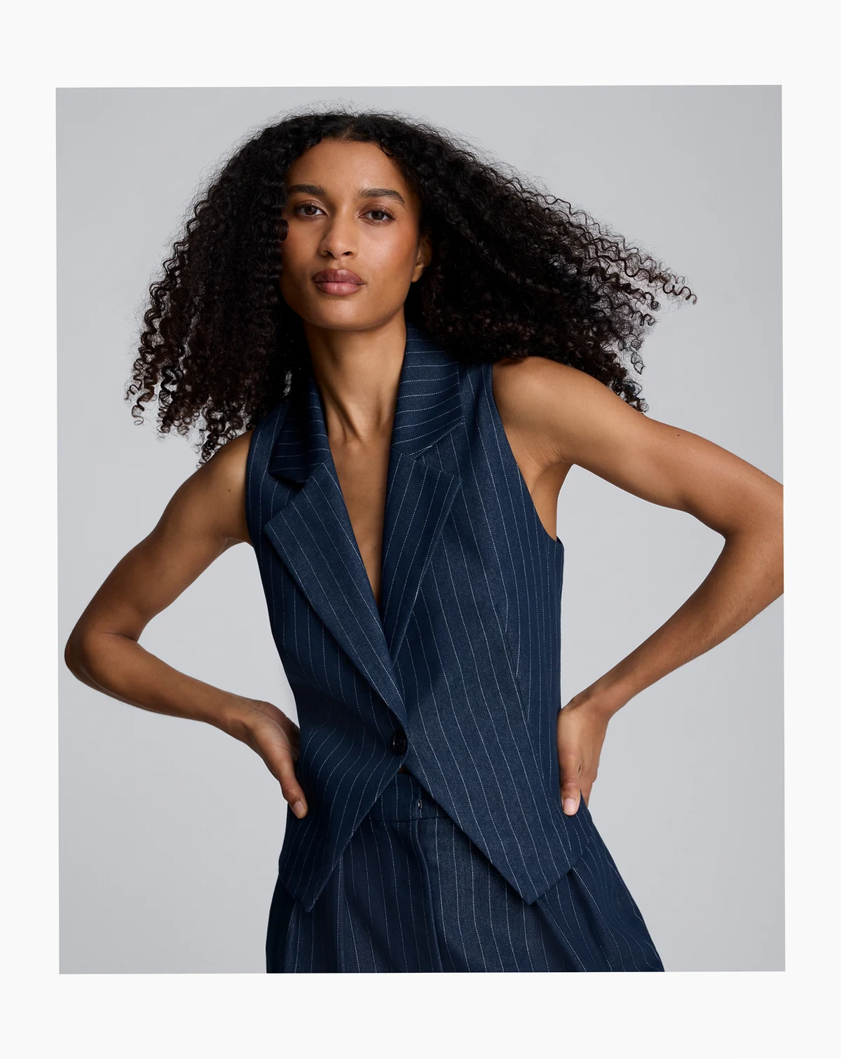 Women's Pinstripe Sleeveless Vest