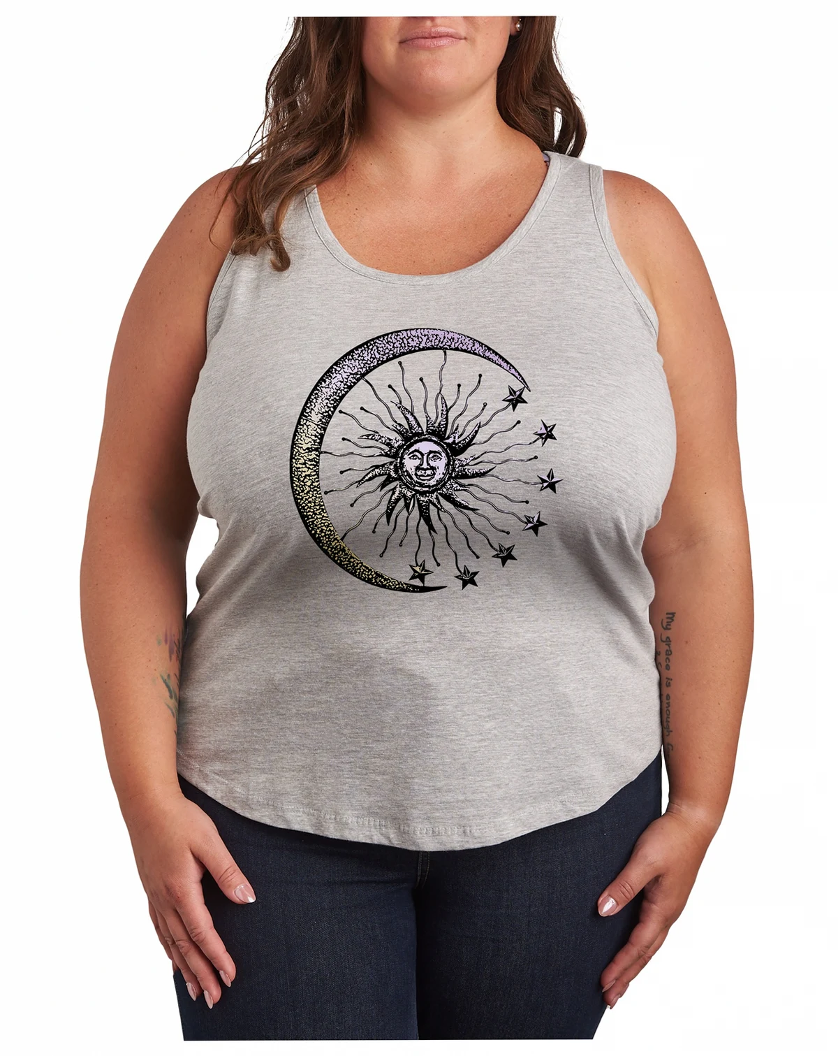 Sun Moon Plus Size Graphic Tank