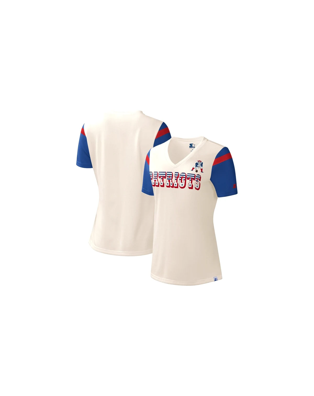 Women's White New England Patriots Kick Start V-Neck T-shirt