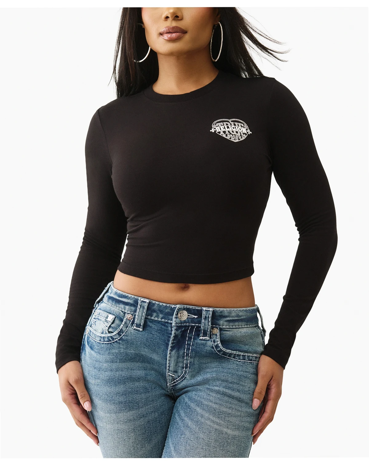 Women's Long-Sleeve Glitter Puff Heritage Baby T-Shirt