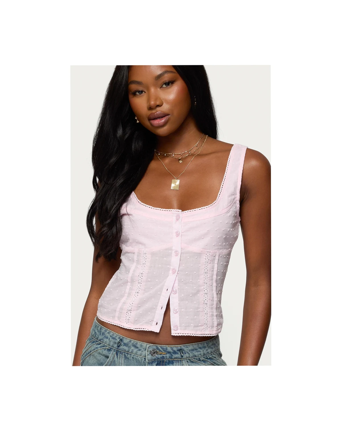 Women's Embroidered Cotton Button Up Top
