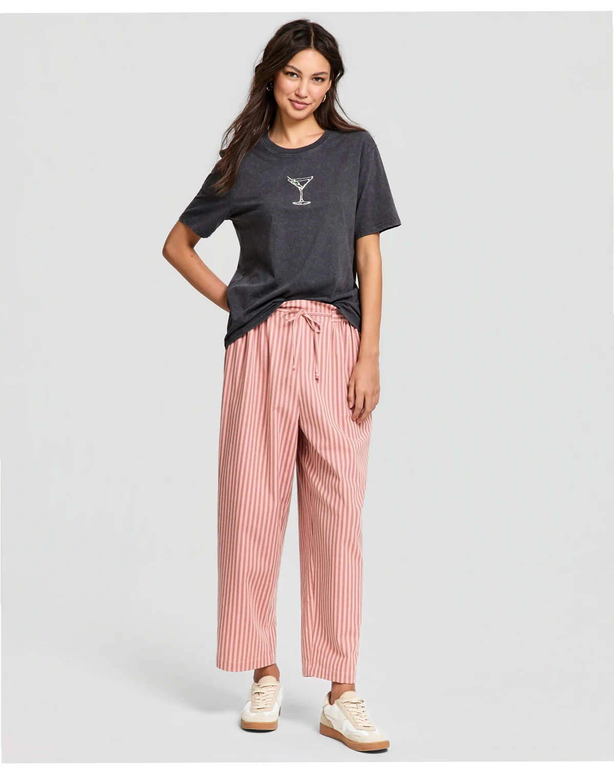 Women's Striped Drawstring Pull-On Pants, Macy's Exclusive