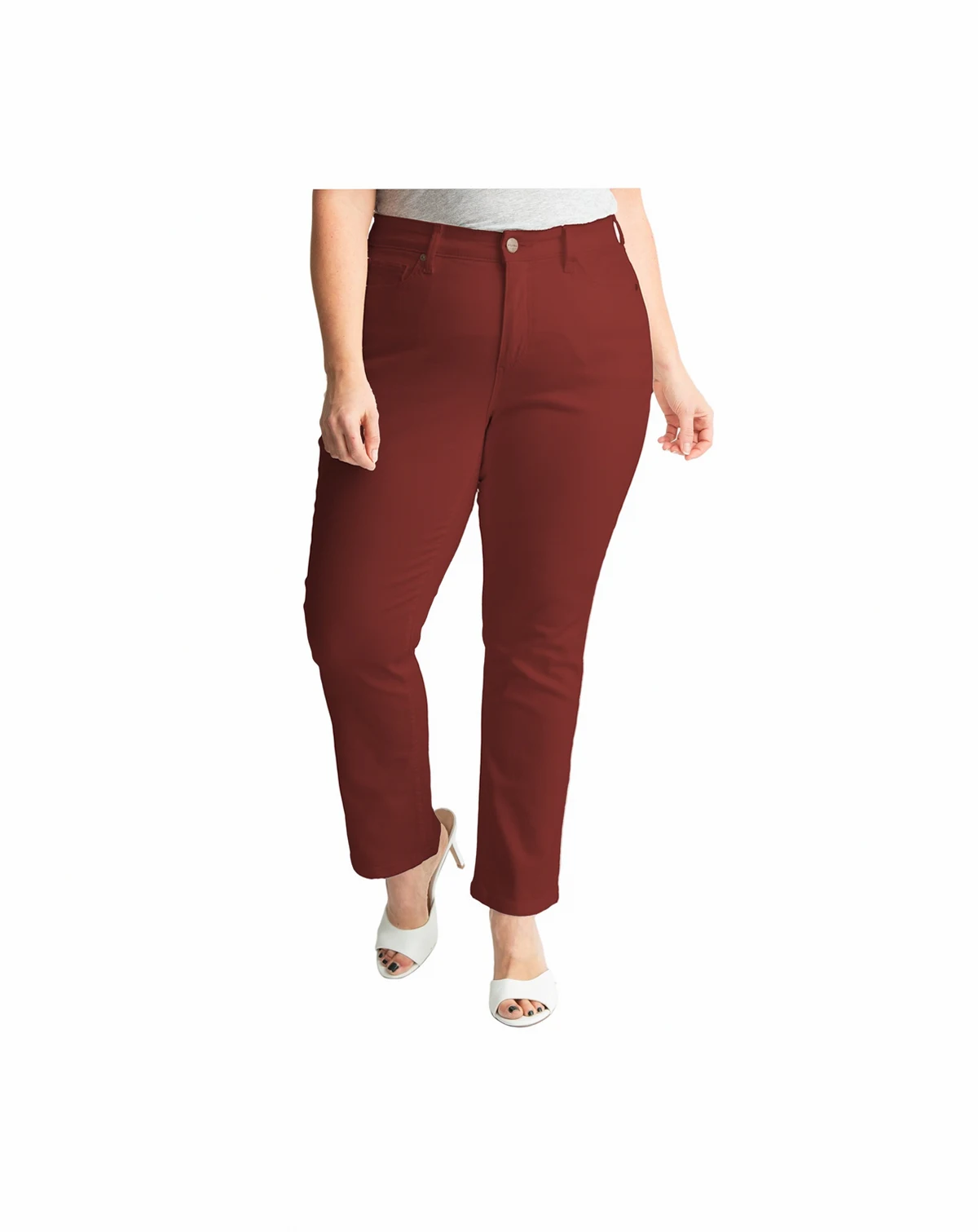 Women's High Rise Straight in 28" Inseam - Burgundy.