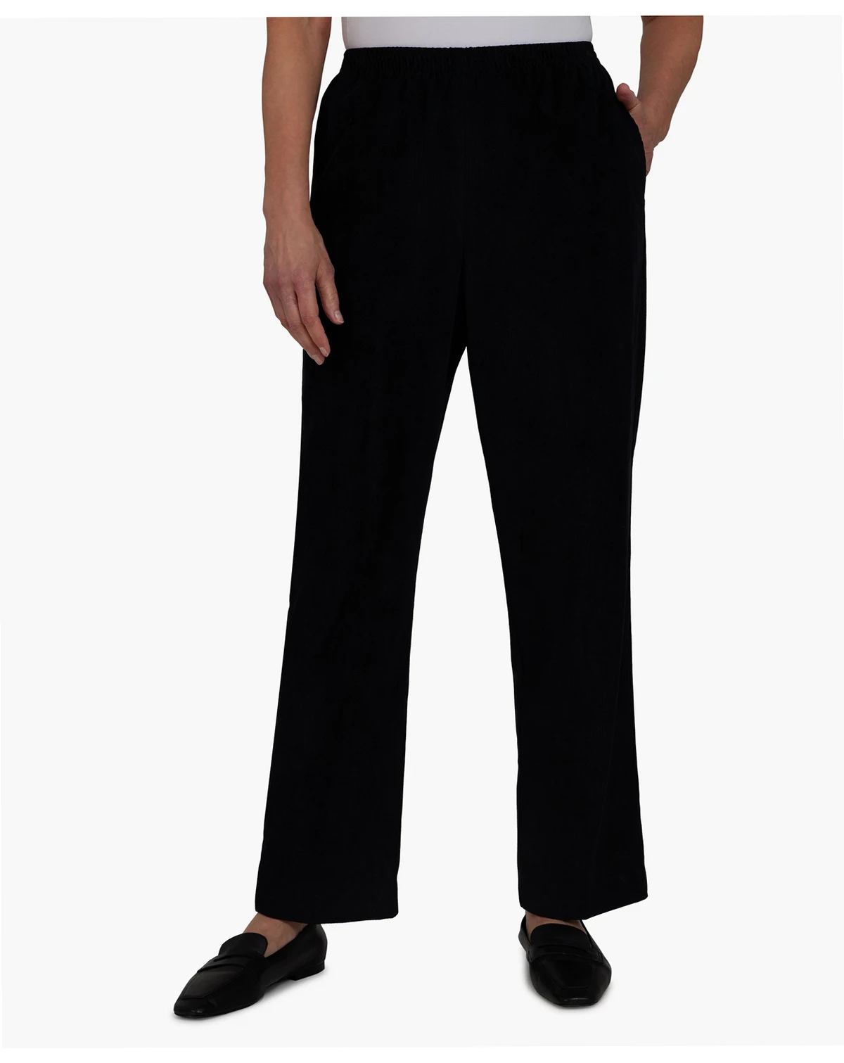Women's Classic Corduroy Elastic Waist Medium Length Pants