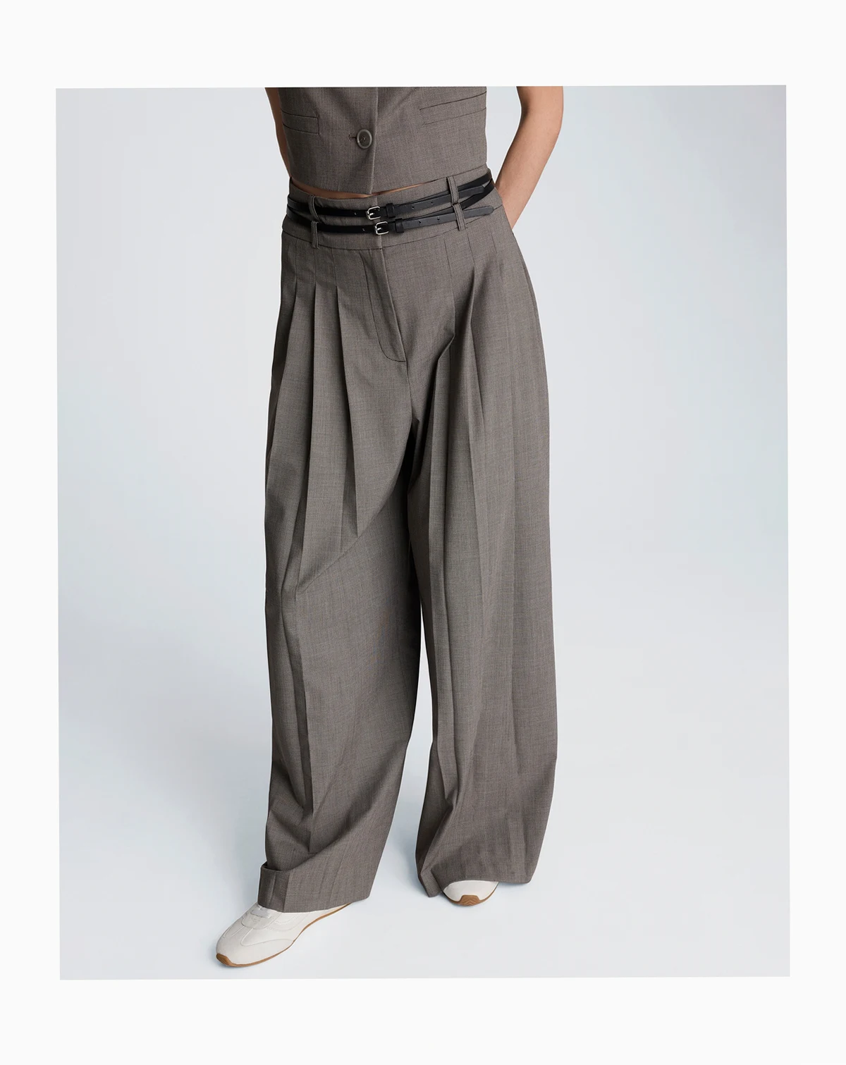Women's Double Belted High-Rise Trousers