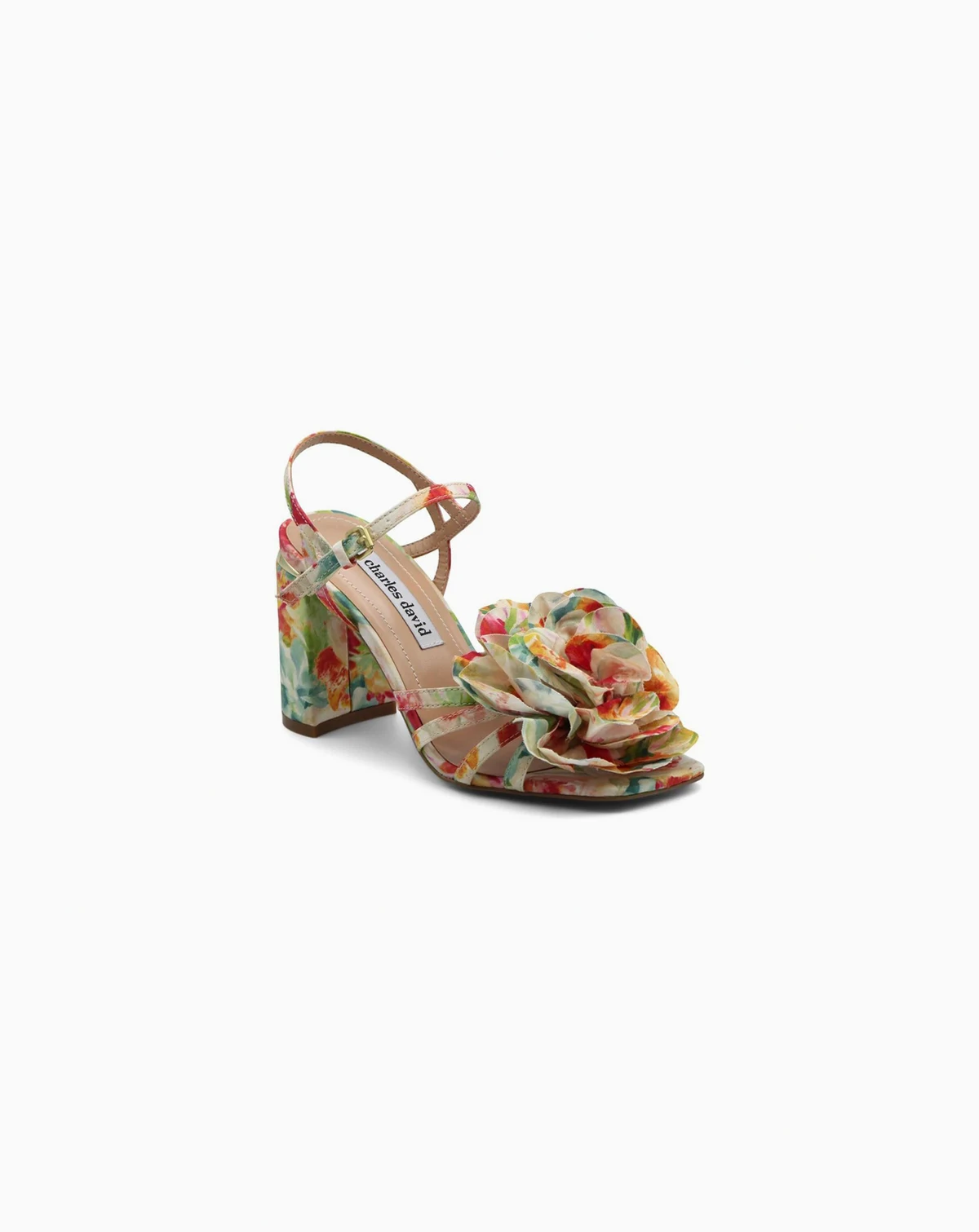 Womens Restless Floral Dress Chunky Heel
