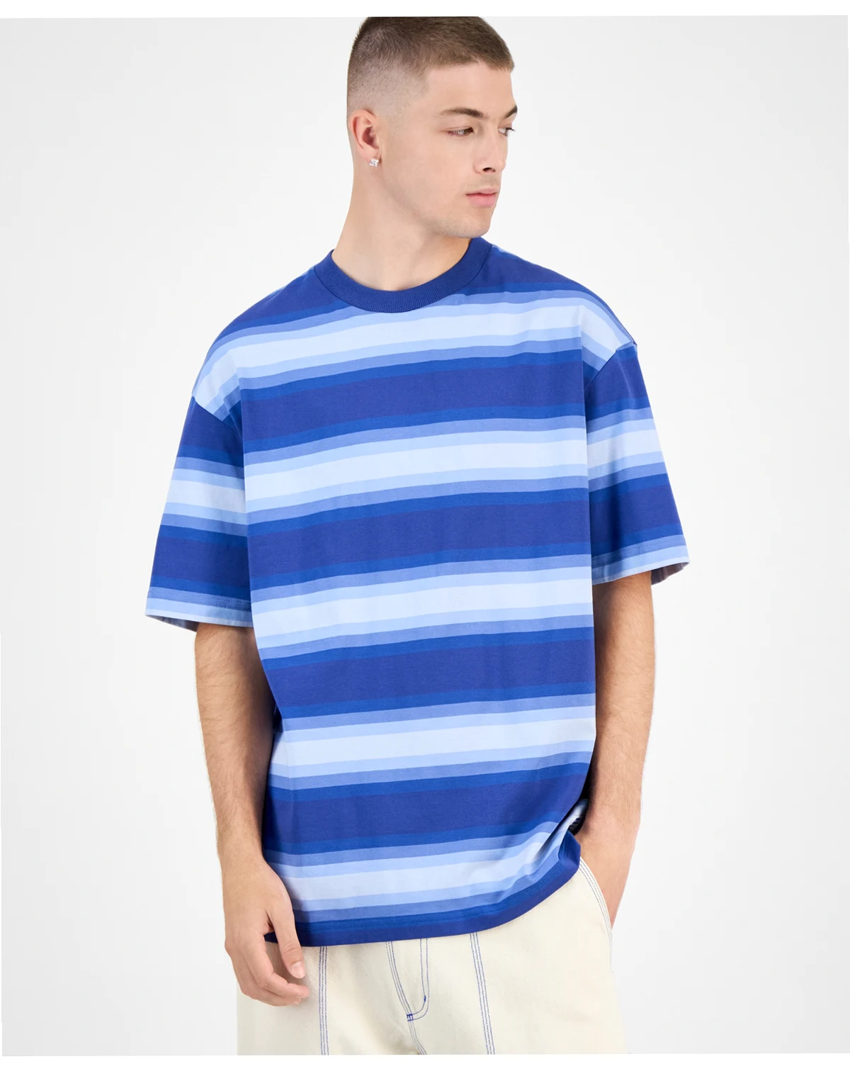 Men's Cotton Nisote Striped Crewneck T-Shirt