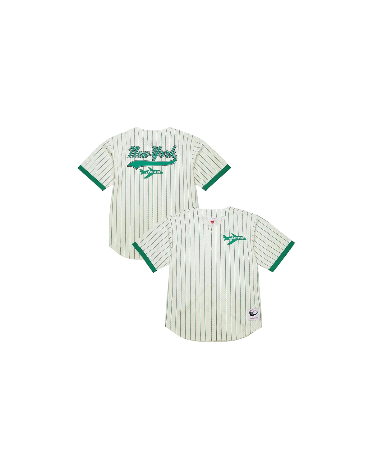 Men's Cream New York Jets Vintage Logo Final Seconds Full-Button Mesh T-Shirt
