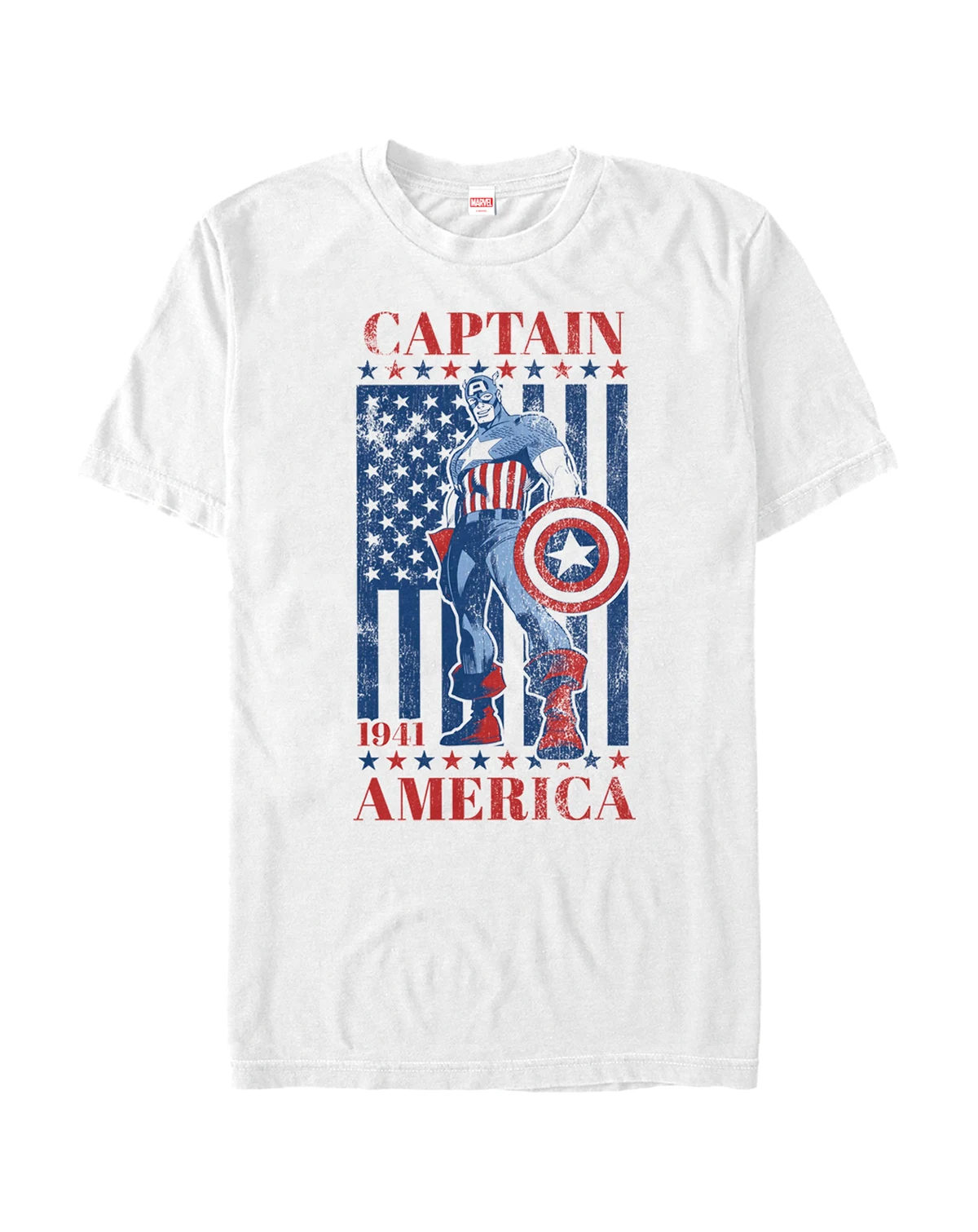 Marvel Men's Comic Collection Captain America Patriotic Stance Short Sleeve T-Shirt