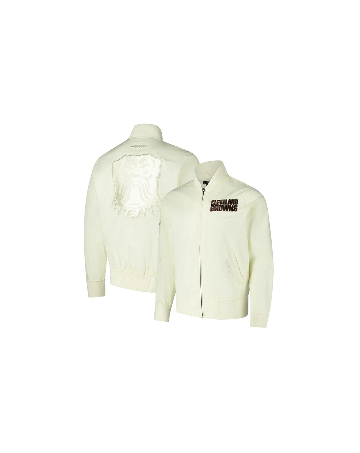 Men's Cream Cleveland Browns Triple Tonal Full-Zip Twill Jacket