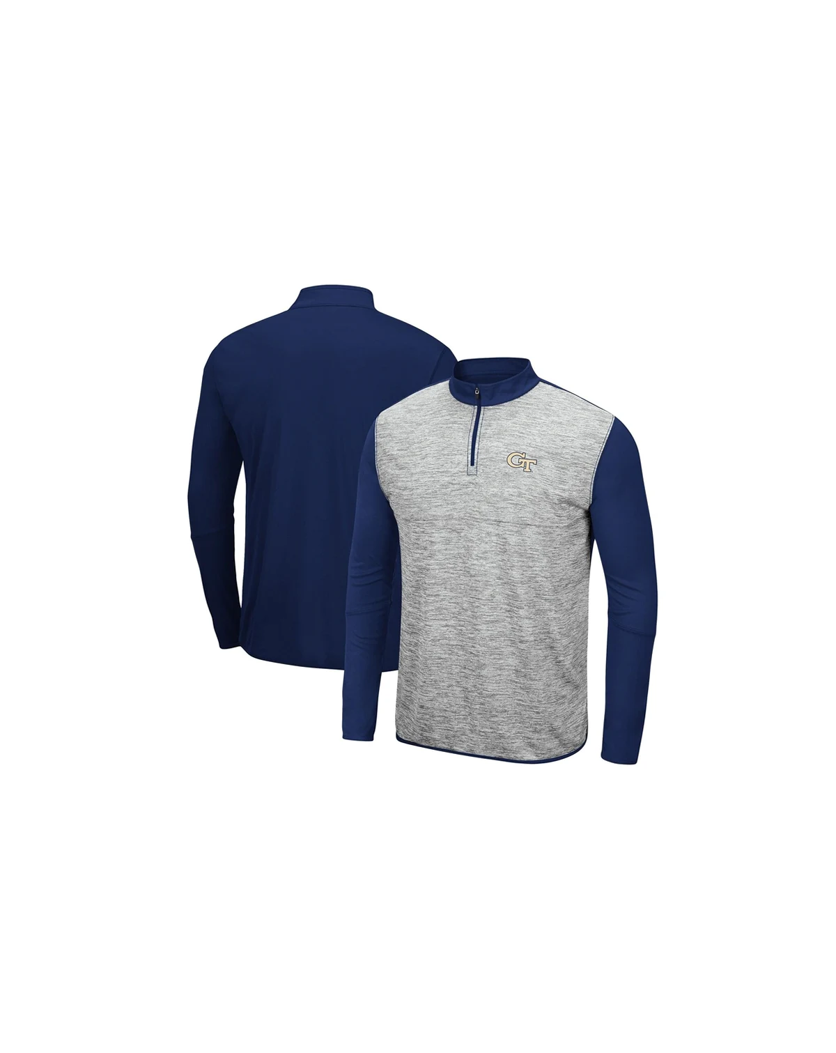 Men's Gray, Navy Georgia Tech Yellow Jackets Prospect Space-Dye Quarter-Zip Jacket
