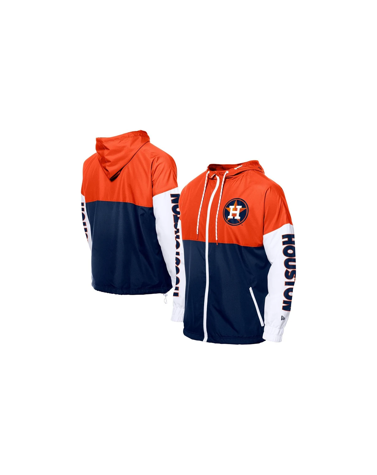 Men's Navy/Orange Houston Astros Color Block Full-Zip Hoodie Windbreaker Jacket