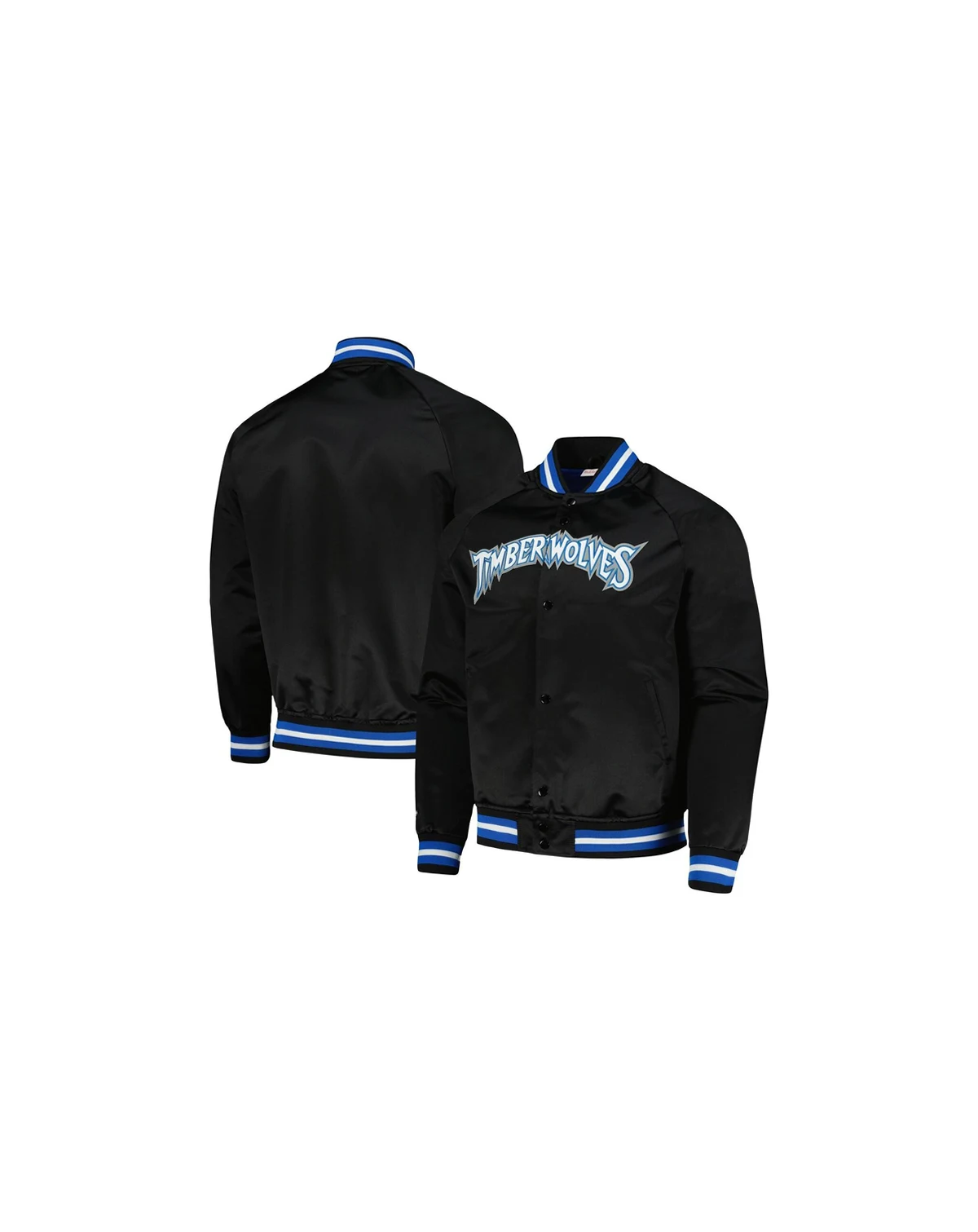 Men's Black Minnesota Timberwolves Hardwood Classics Throwback Wordmark Raglan Full-Snap Jacket