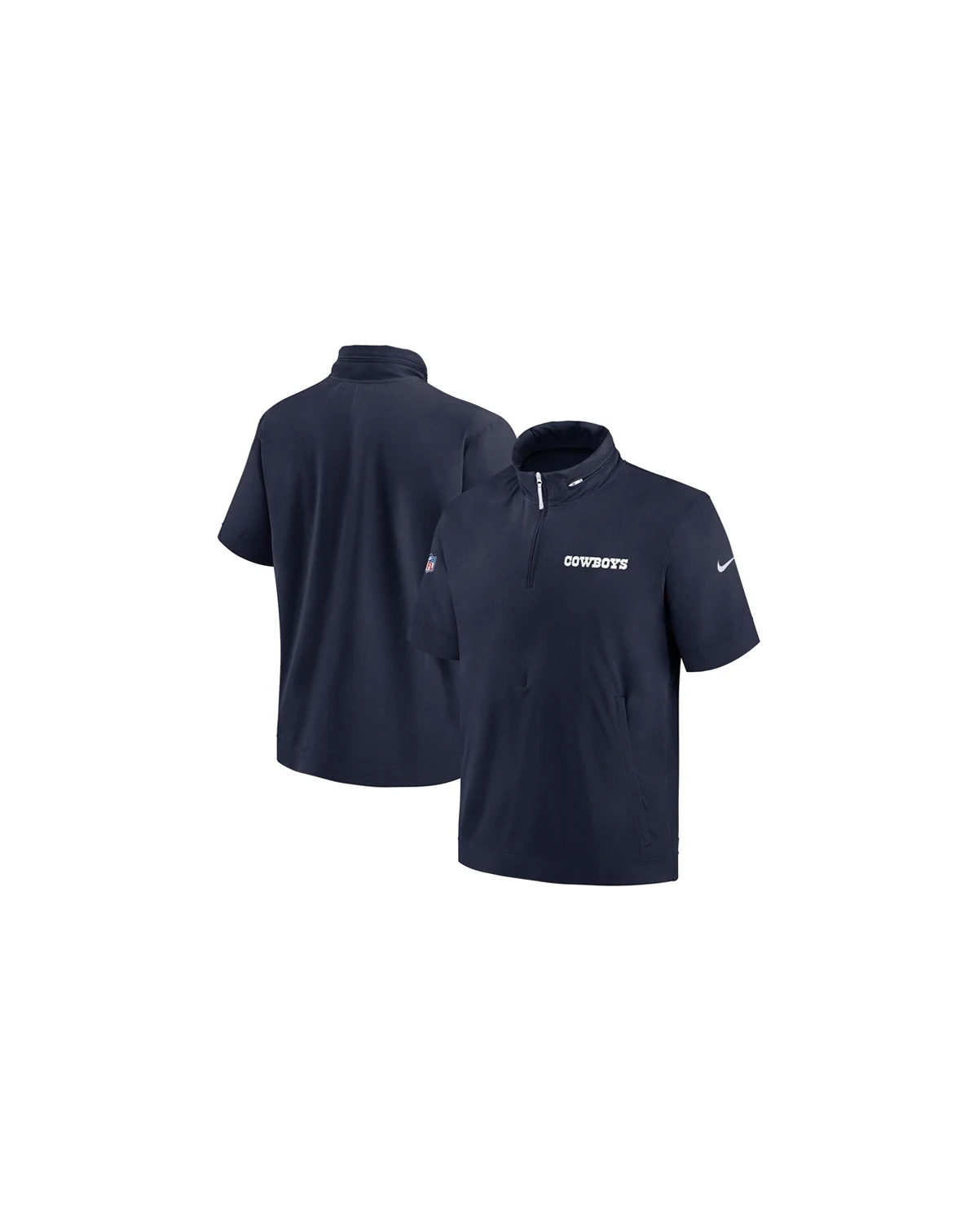 Men's Navy Dallas Cowboys 2024 Sideline Coach Short Sleeve Half-Zip Hoodie Jacket