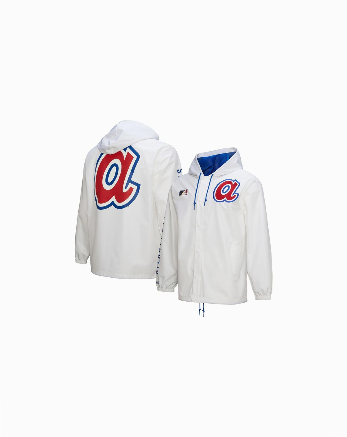 Men's White Atlanta Braves Vintage Full-Snap Hooded Coaches Jacket