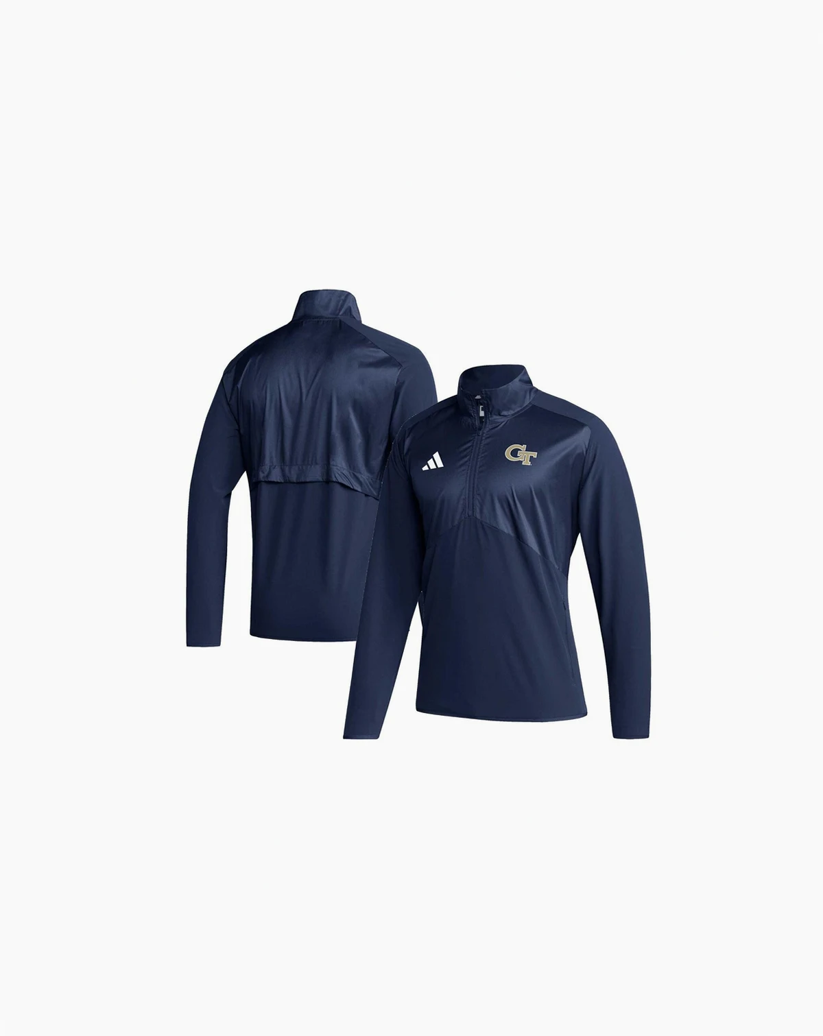 Men's Navy Georgia Tech Yellow Jackets Sideline AEROREADY Raglan Sleeve Quarter-Zip Jacket