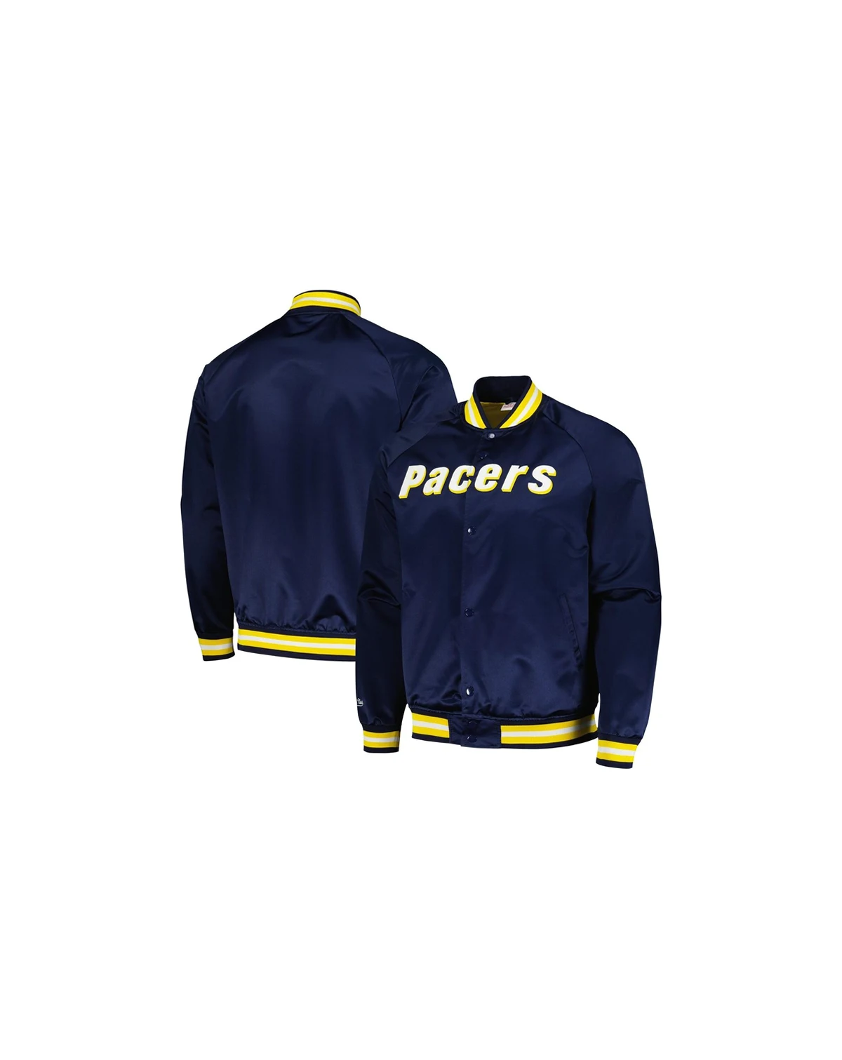 Men's Navy Indiana Pacers Hardwood Classics Throwback Wordmark Raglan Full-Snap Jacket