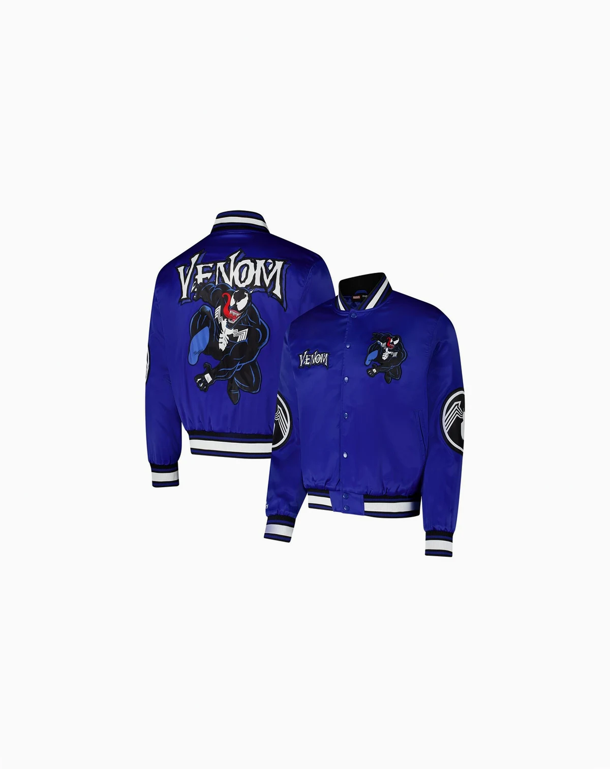 Men's Blue Venom Quilted Satin Full-Snap Jacket