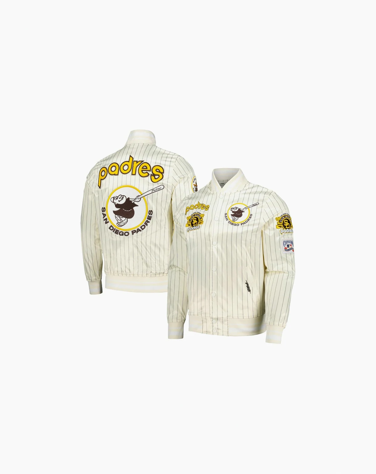Men's Cream San Diego Padres Cooperstown Collection Pinstripe Retro Classic Satin Full-Snap Jacket