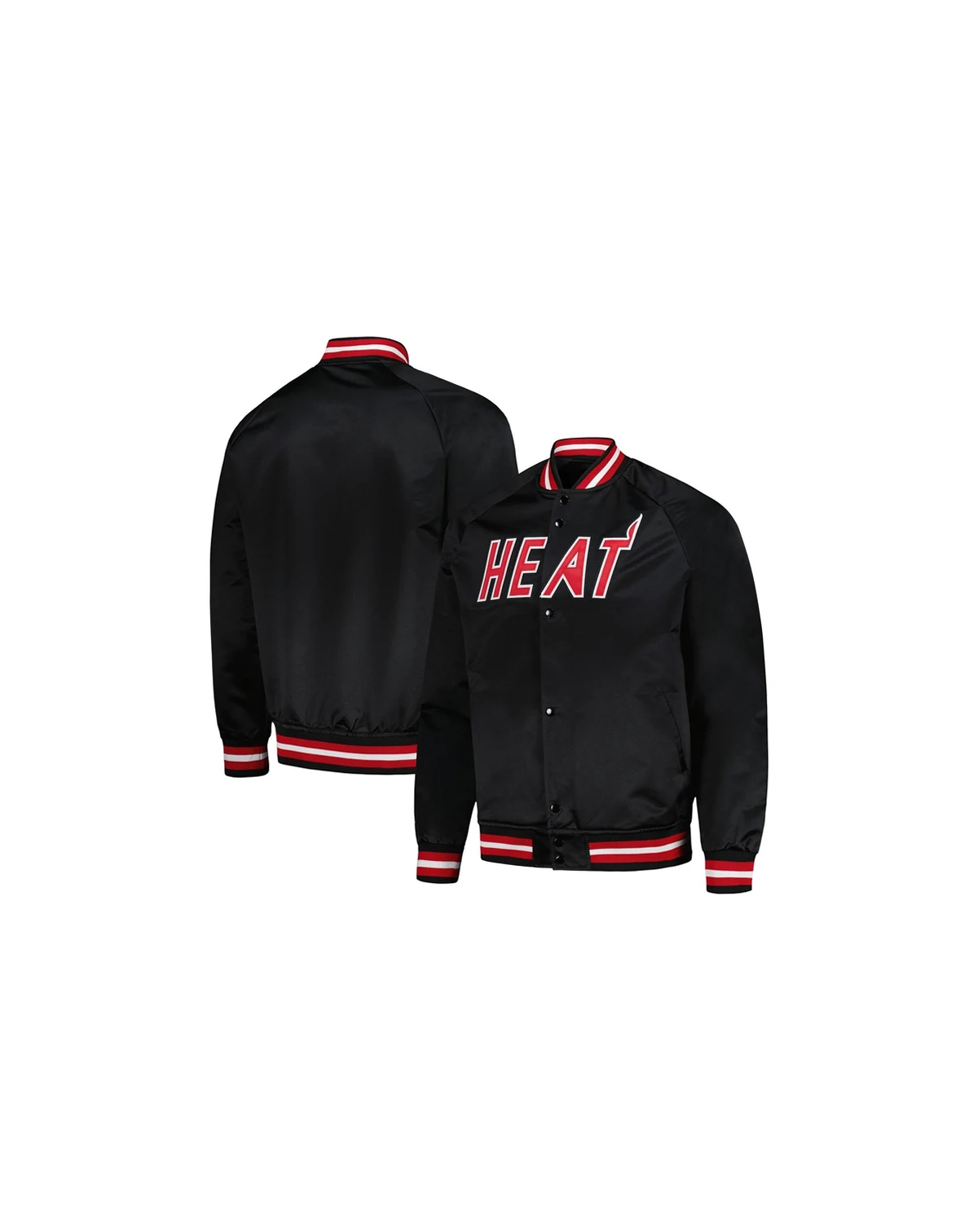 Men's Black Miami Heat Hardwood Classics Throwback Wordmark Raglan Full-Snap Jacket
