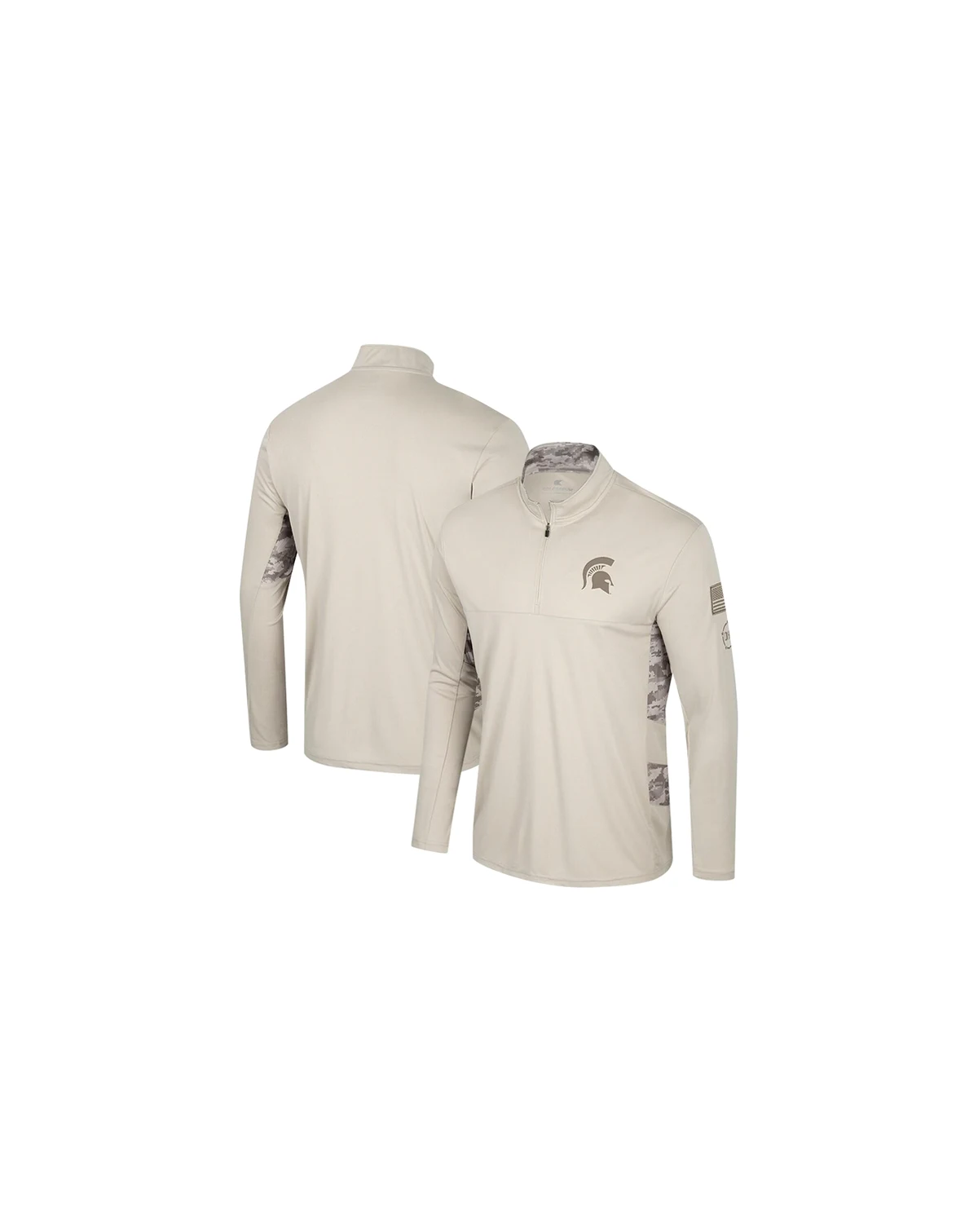 Men's Natural Michigan State Spartans OHT Military Appreciation Quarter-Zip Jacket