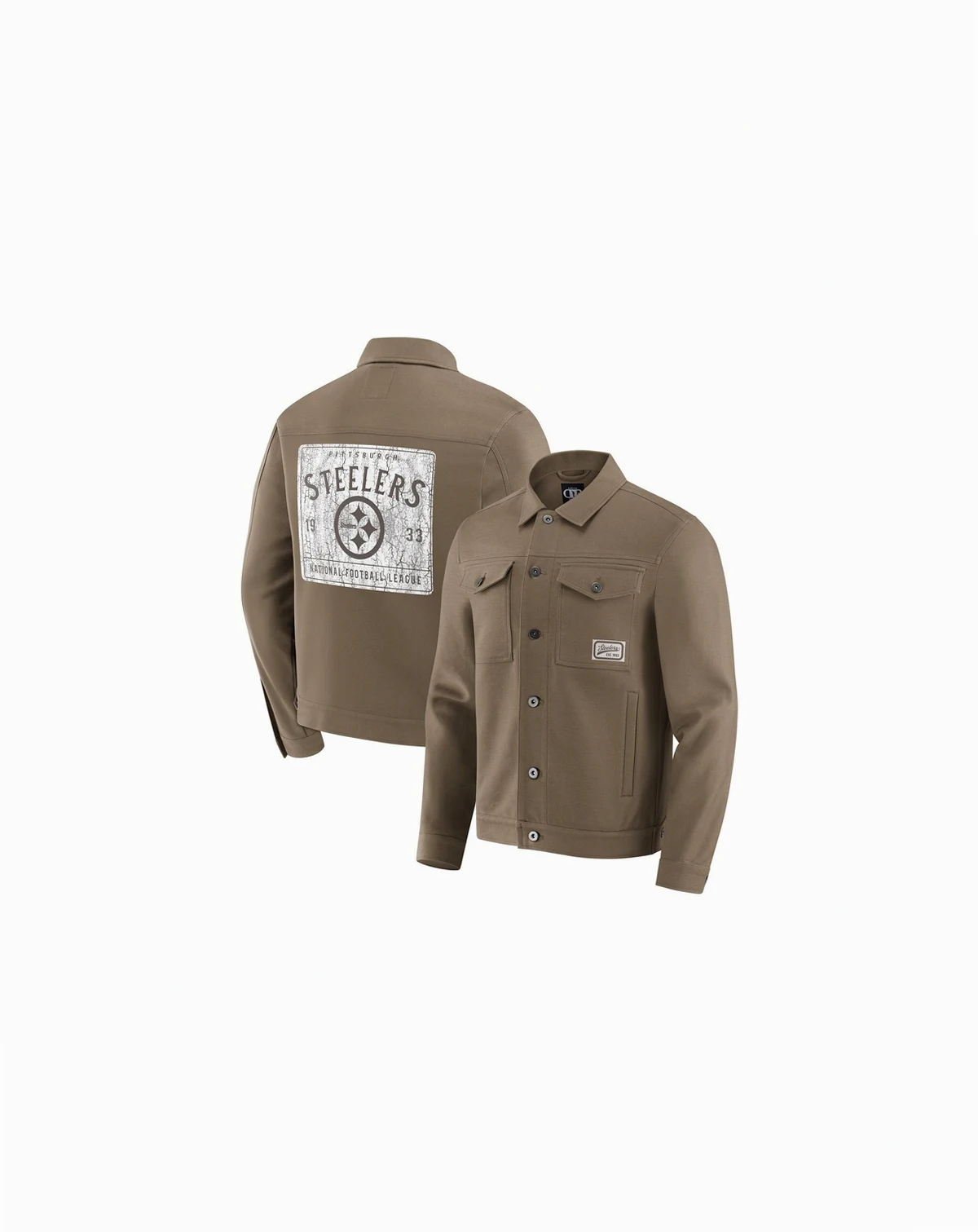 Men's Tan Pittsburgh Steelers Trucker Full-Button Jacket