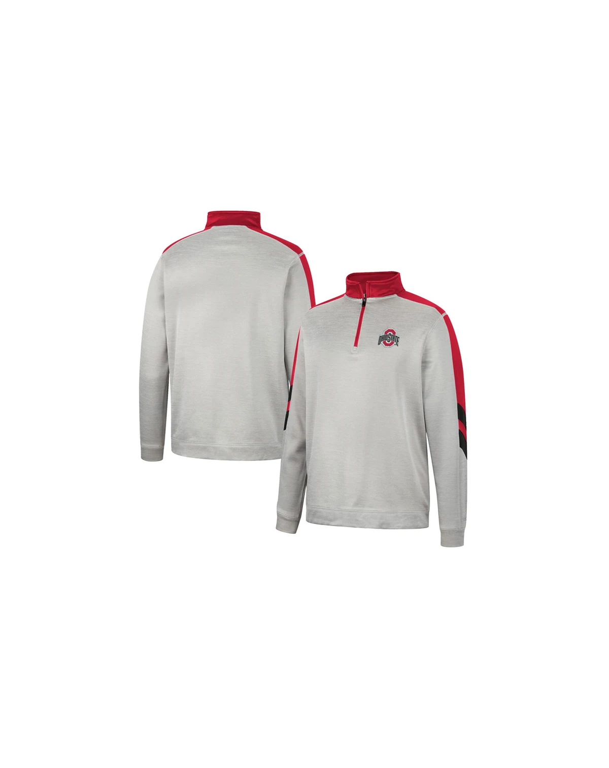 Men's Gray, Scarlet Ohio State Buckeyes Bushwood Fleece Quarter-Zip Jacket