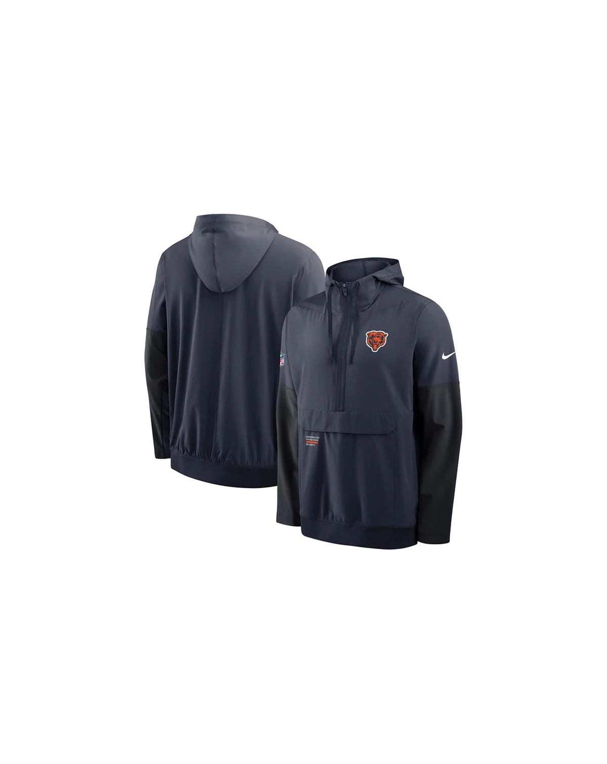 Men's Navy Chicago Bears Sideline Anorak Half-Zip Hoodie Jacket