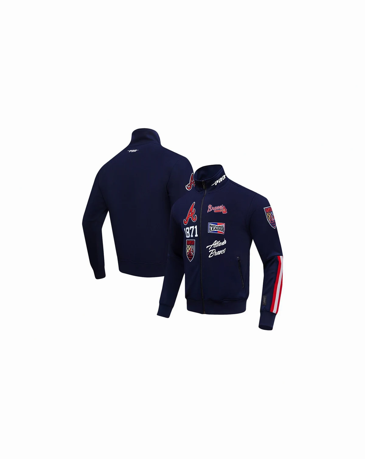 Men's Navy Atlanta Braves Fast Lane Full-Zip Track Jacket