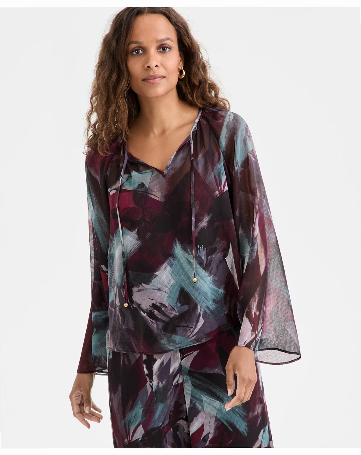 Petite Tie-Front Top, Macy's Exclusive