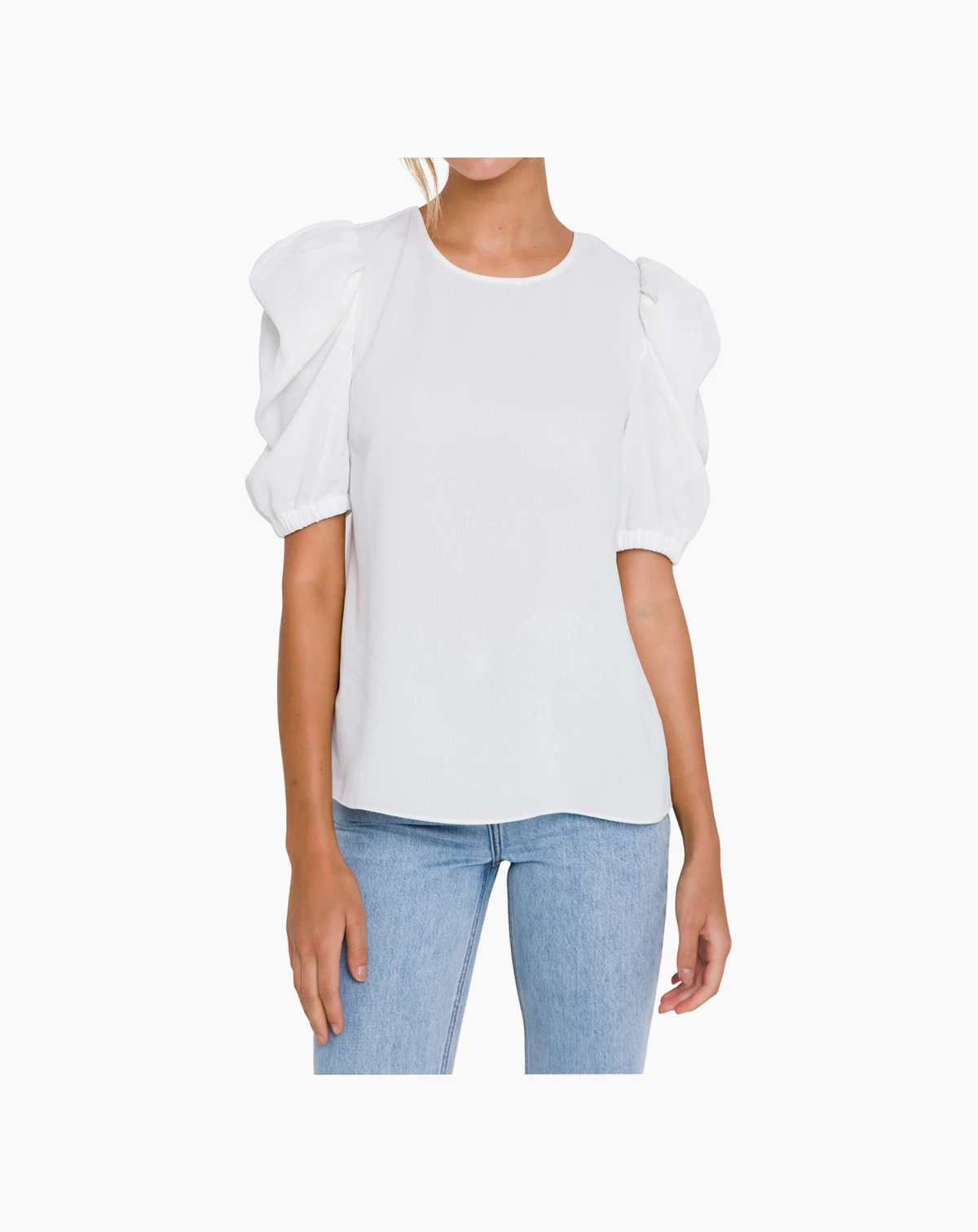 Women's Pleated Puff Sleeve Top