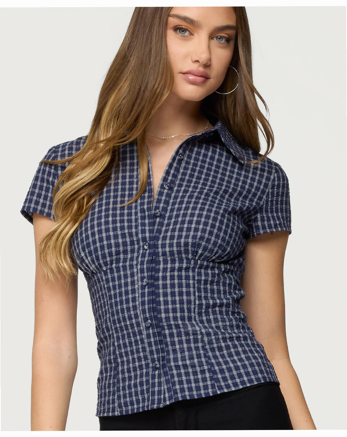 Women's Oriya Gingham Tailored Button Up Shirt