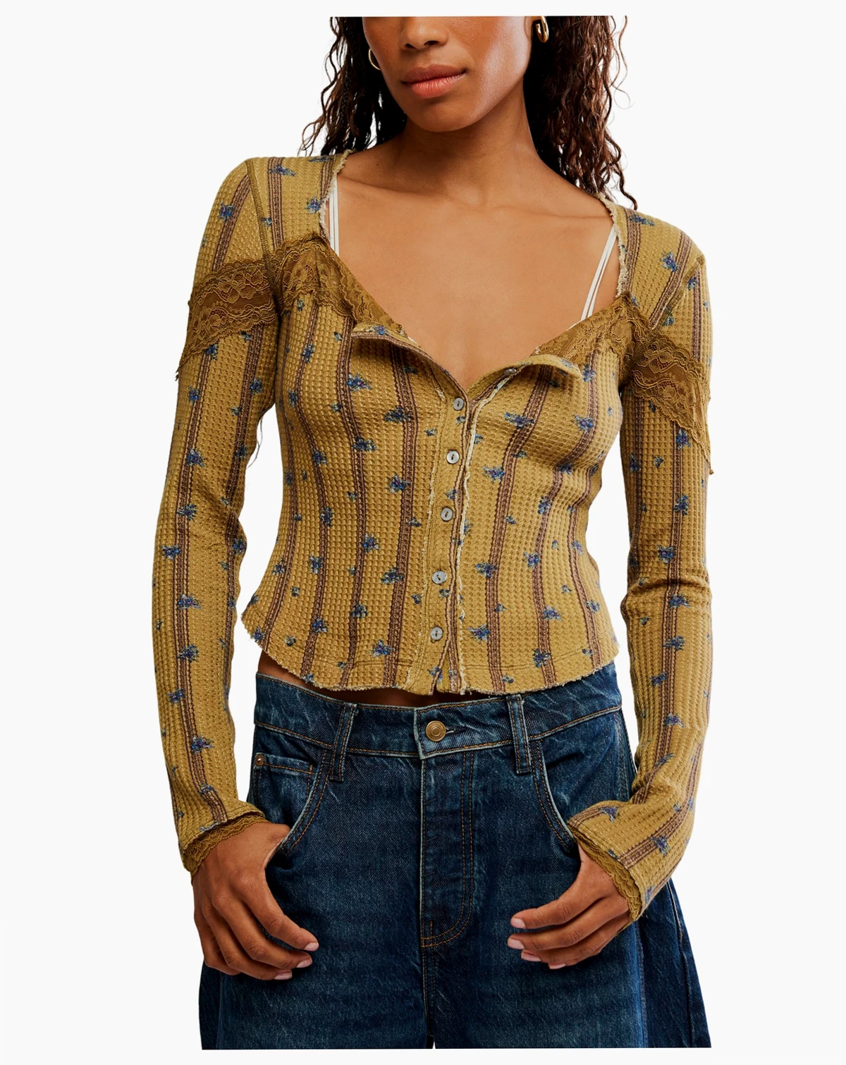 Women's Lets Party Cardi-Print Square Neck Top