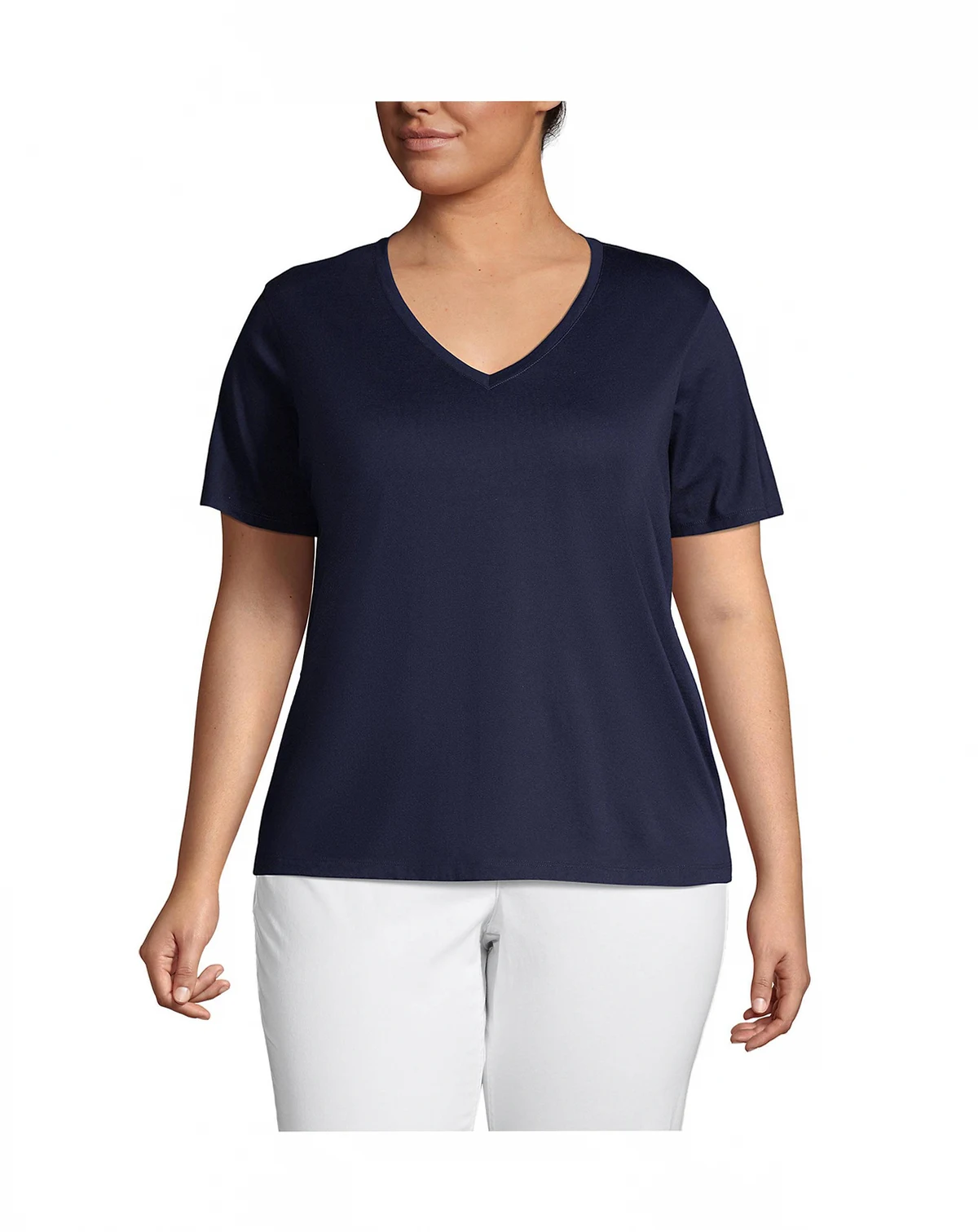 Plus Size Relaxed Supima Cotton V-Neck T-Shirt
