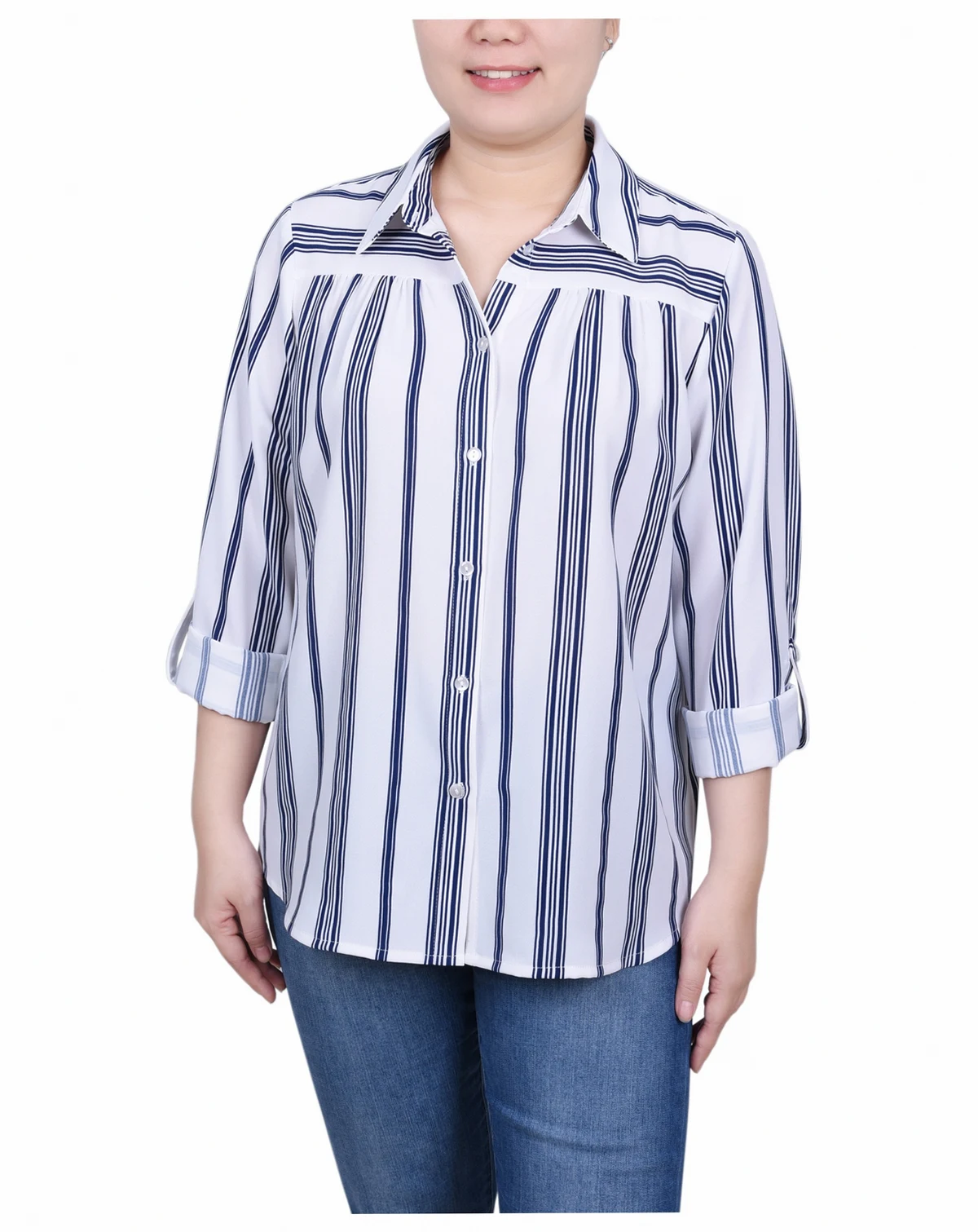 Women's Long Roll Tab Sleeve Blouse