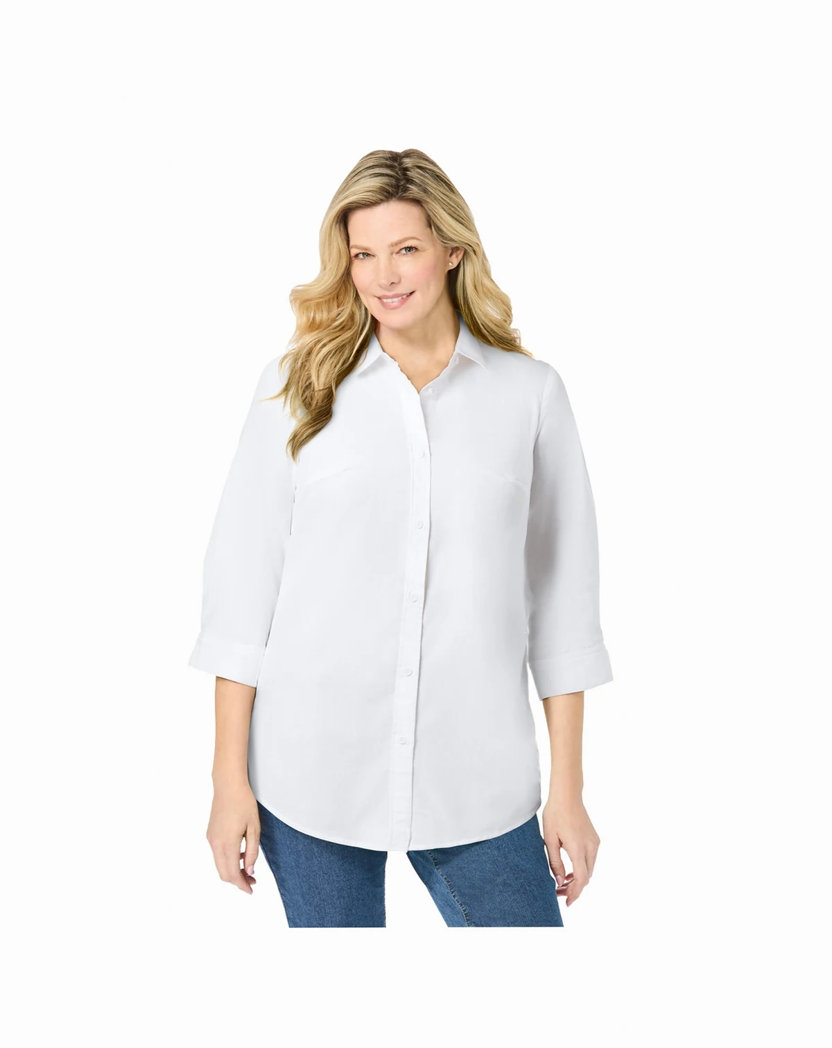 Plus Size Within Perfect Three Quarter Sleeve Shirt