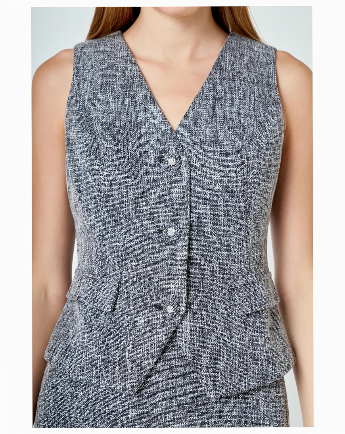 Women's Multi Tweed Buttoned Vest