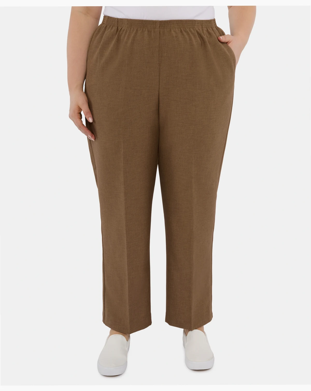 Plus Size Signature Fit Textured Trouser Average Length Pants