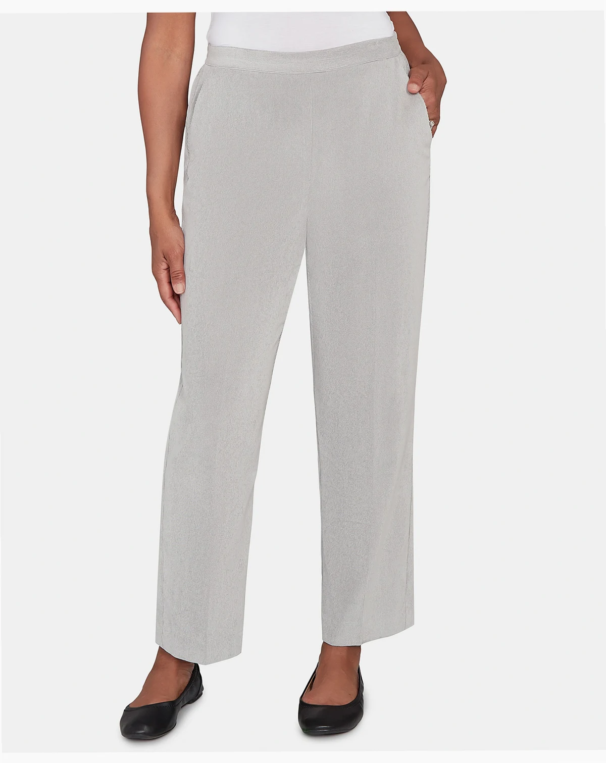 Petite Stockbridge Pull-On Corduroy Flat Front Short Length Pants