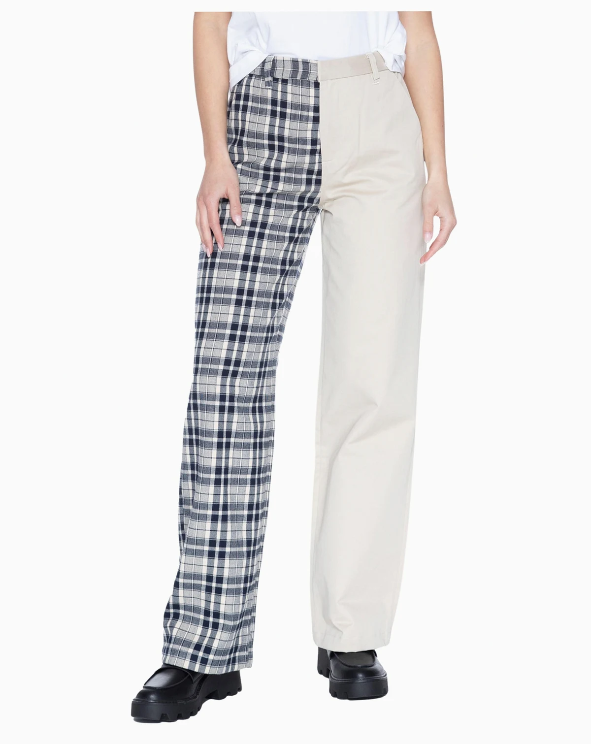 Women's Mixed-Pattern Wide Leg Trouser