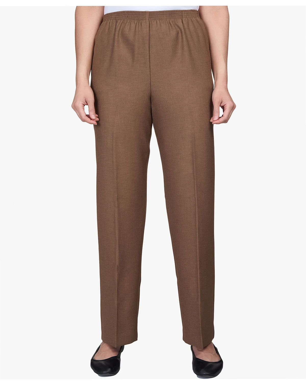 Petite Classic Textured Mid Rise Pull-On Pants