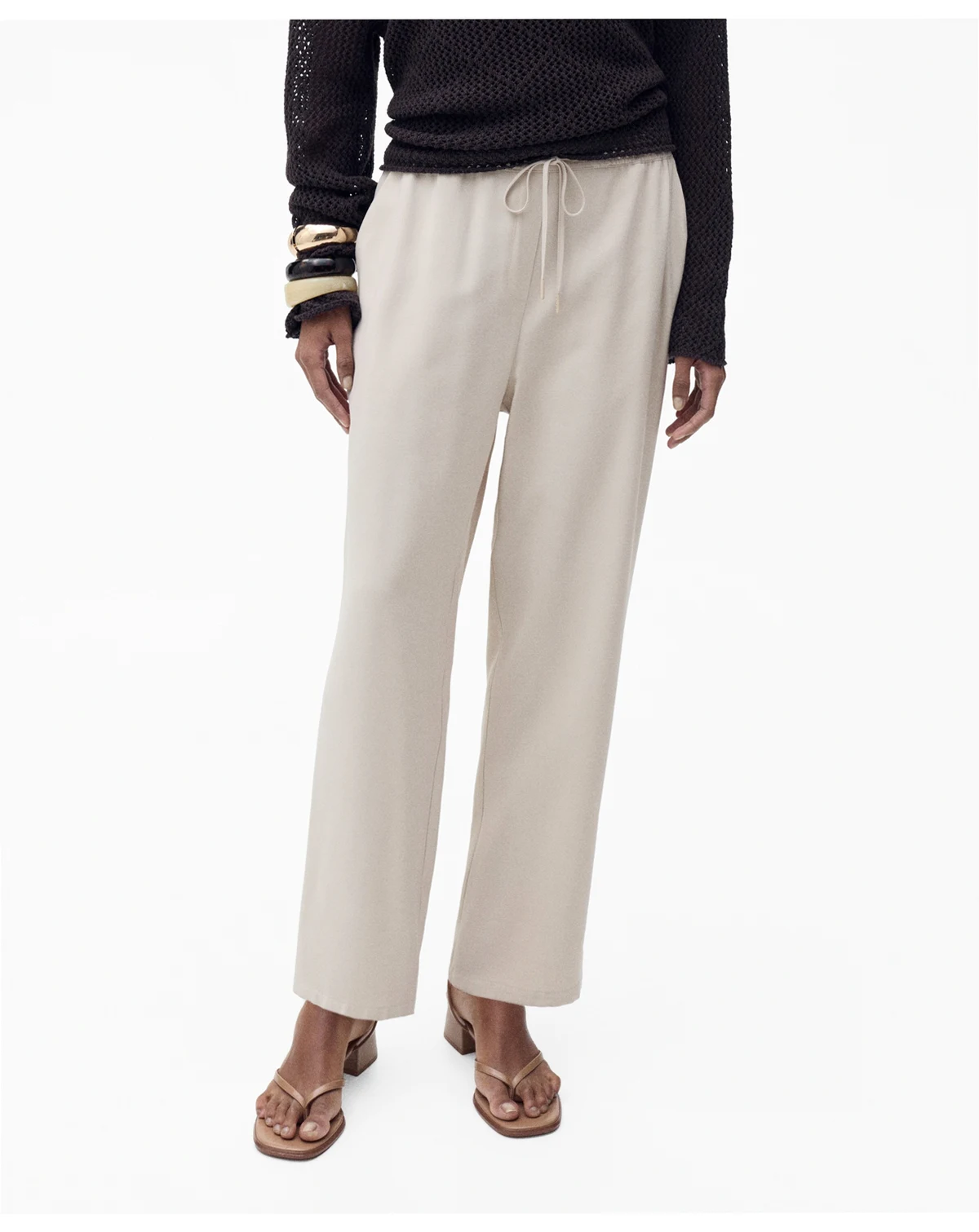 Women's Elastic Waist Flowy Trouser Pants