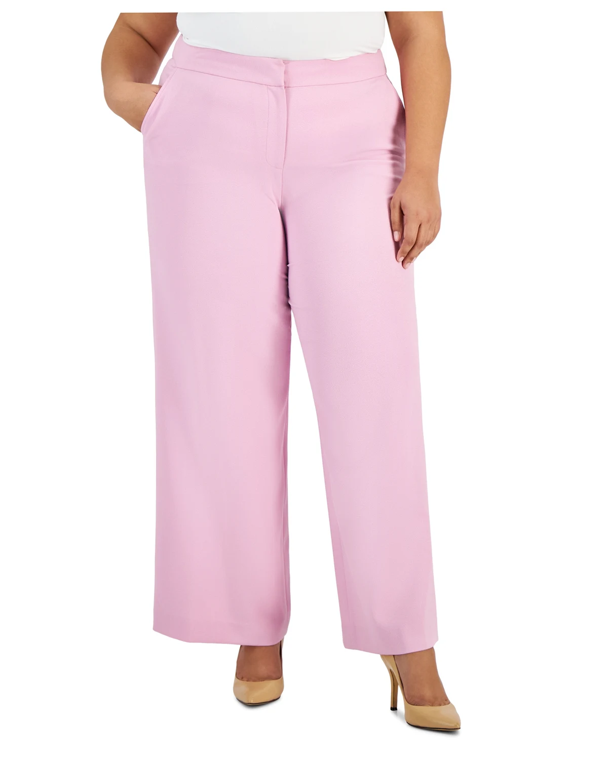 Plus Size Mid Rise Wide-Leg Pants